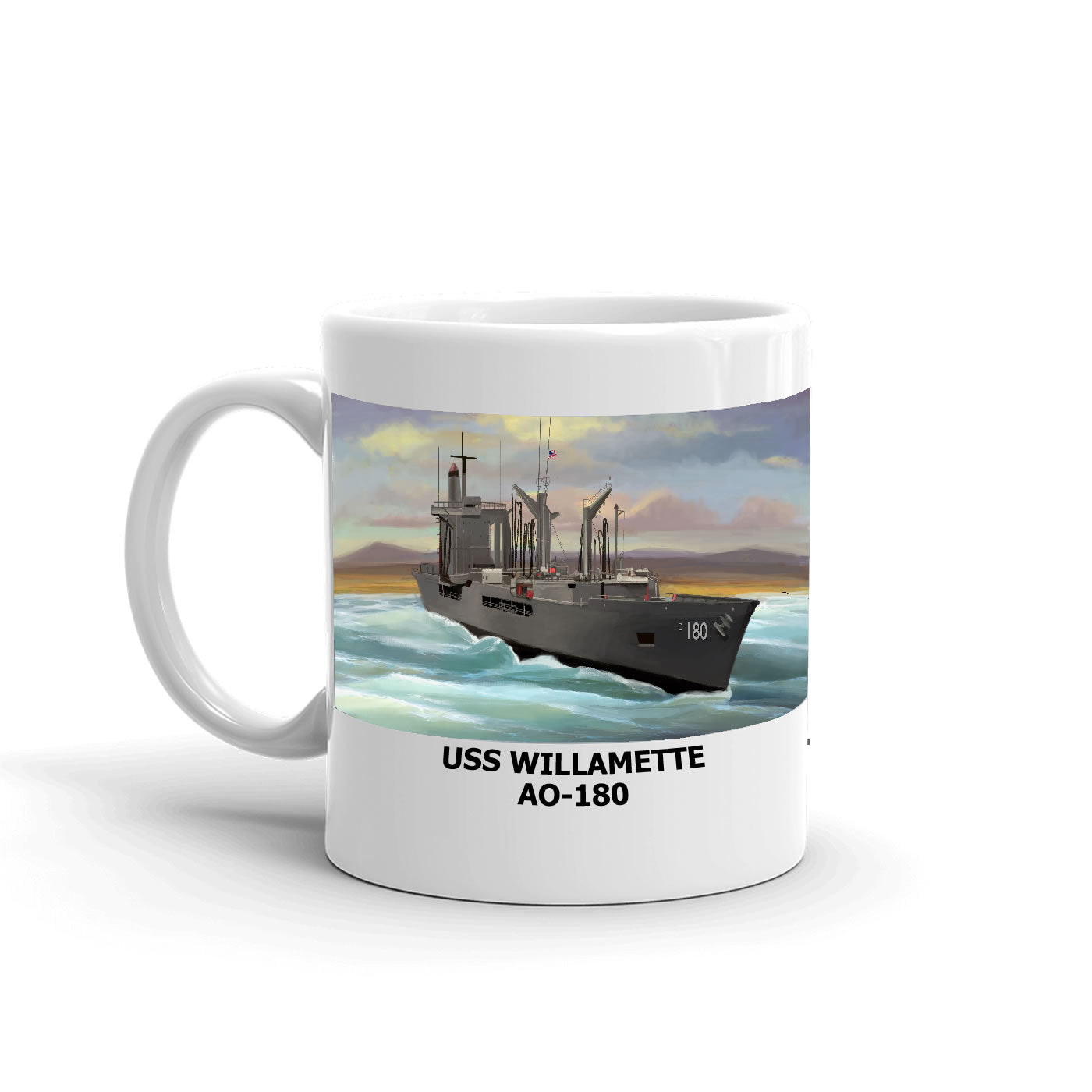 USS Willamette AO-180 Coffee Cup Mug Left Handle