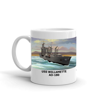 USS Willamette AO-180 Coffee Cup Mug Left Handle