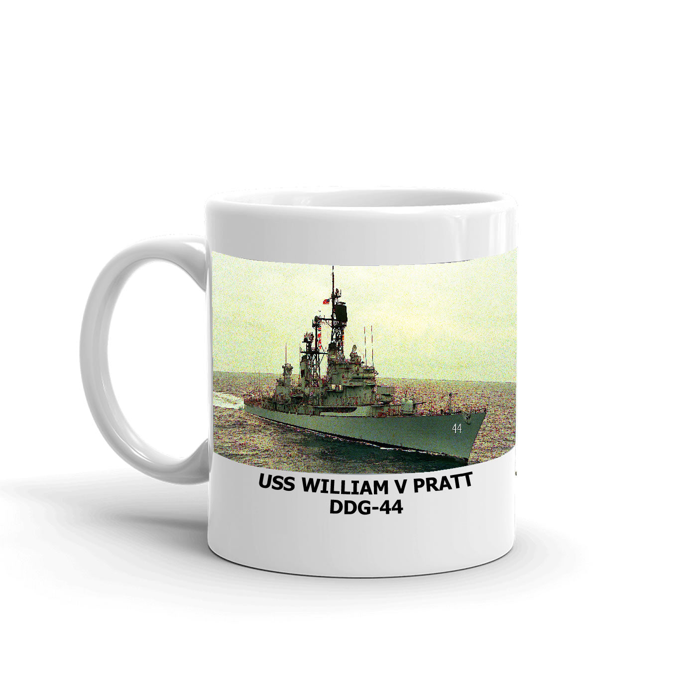 USS William V Pratt DDG-44 Coffee Cup Mug Left Handle