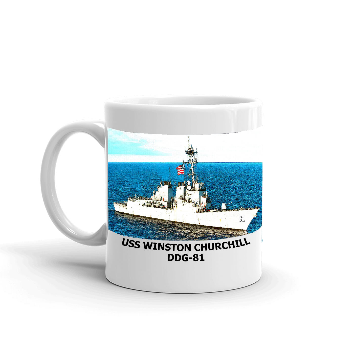 USS Winston Churchill DDG-81 Coffee Cup Mug Left Handle