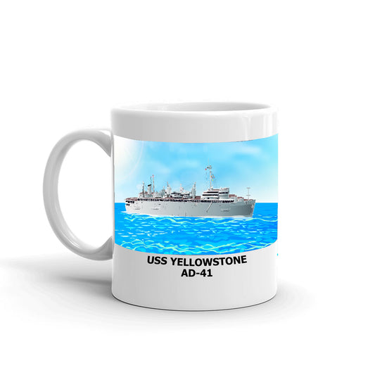 USS Yellowstone AD-41 Coffee Cup Mug Left Handle