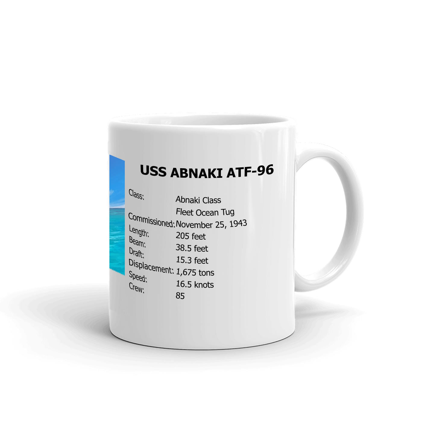 USS Abnaki ATF-96 Coffee Cup Mug Right Handle