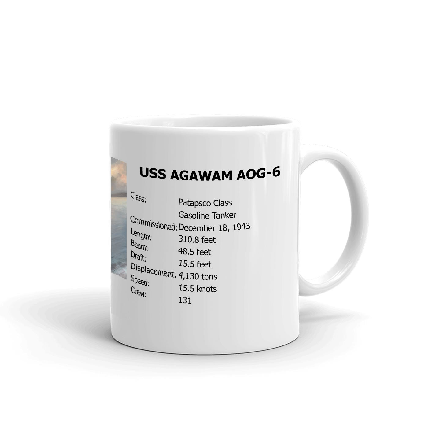 USS Agawam AOG-6 Coffee Cup Mug Right Handle