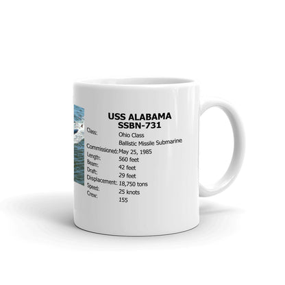 USS Alabama SSBN-731 Coffee Cup Mug Right Handle