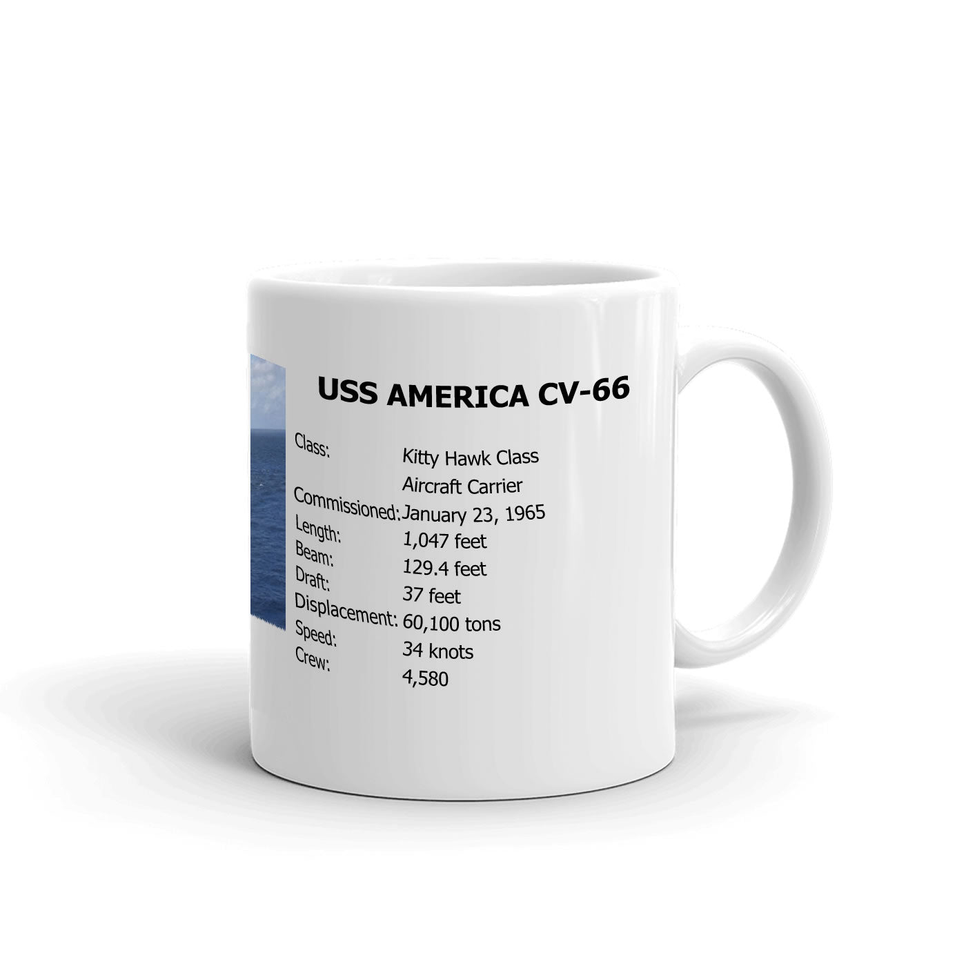 USS America CV-66 Coffee Cup Mug Right Handle