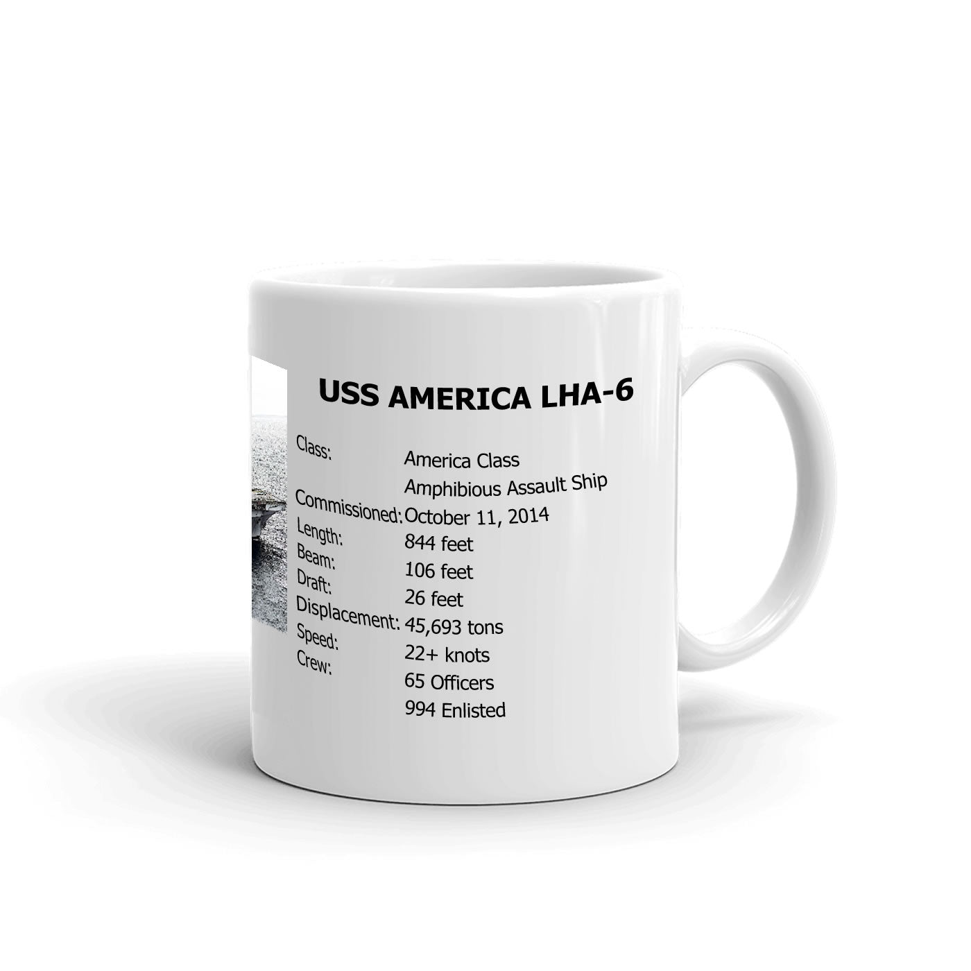 USS America LHA-6 Coffee Cup Mug Right Handle