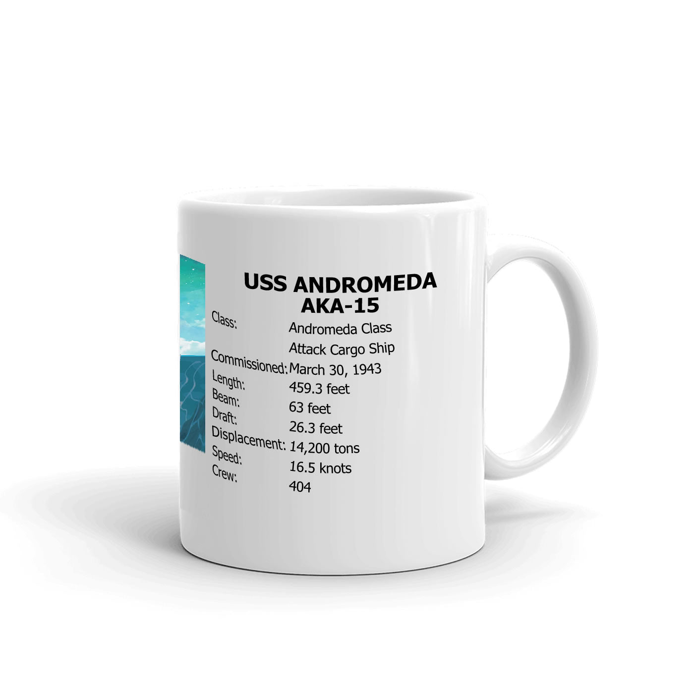 USS Andromeda AKA-15 Coffee Cup Mug Right Handle