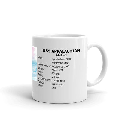 USS Appalachian AGC-1 Coffee Cup Mug Right Handle