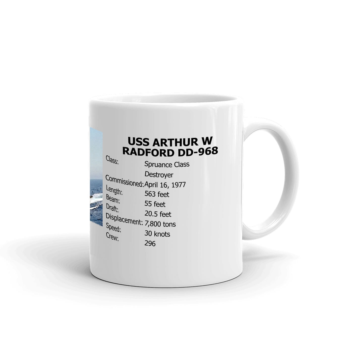 USS Arthur W Radford DD-968 Coffee Cup Mug Right Handle