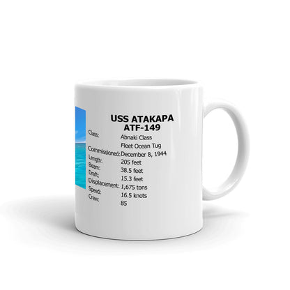 USS Atakapa ATF-149 Coffee Cup Mug Right Handle