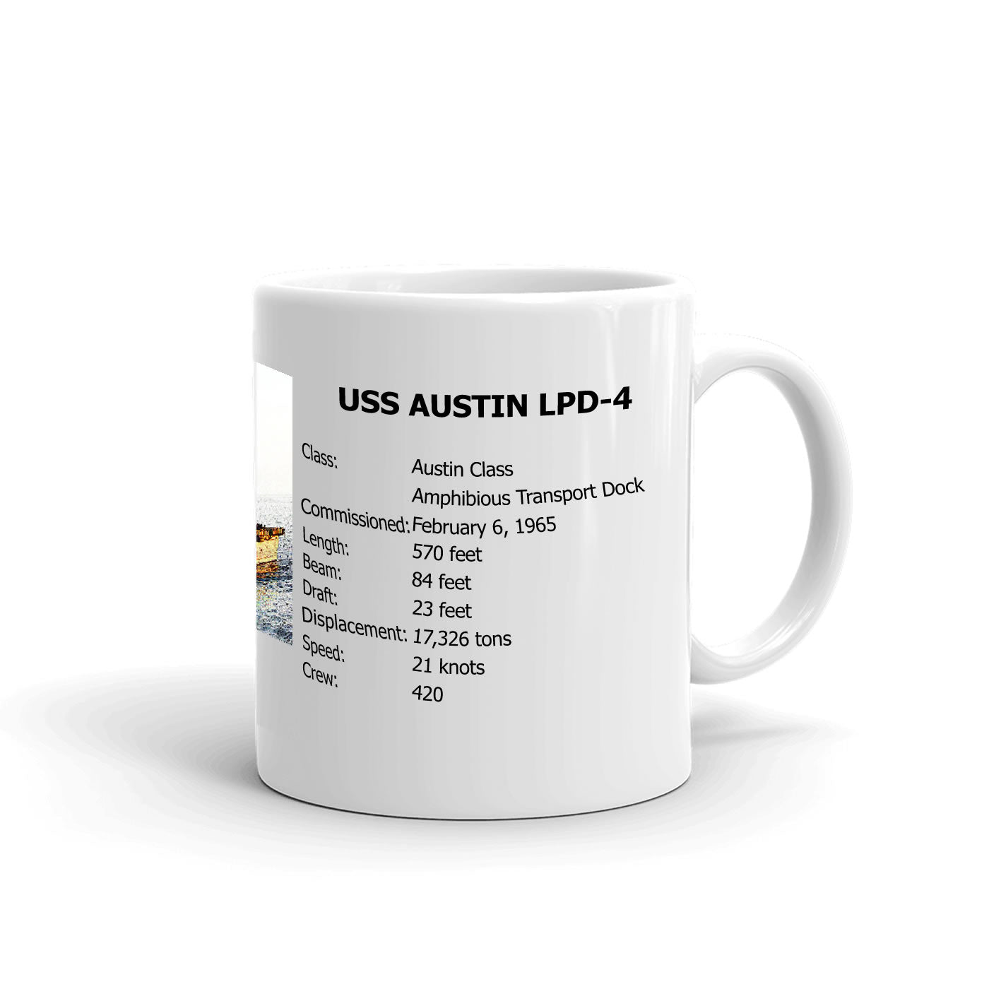 USS Austin LPD-4 Coffee Cup Mug Right Handle