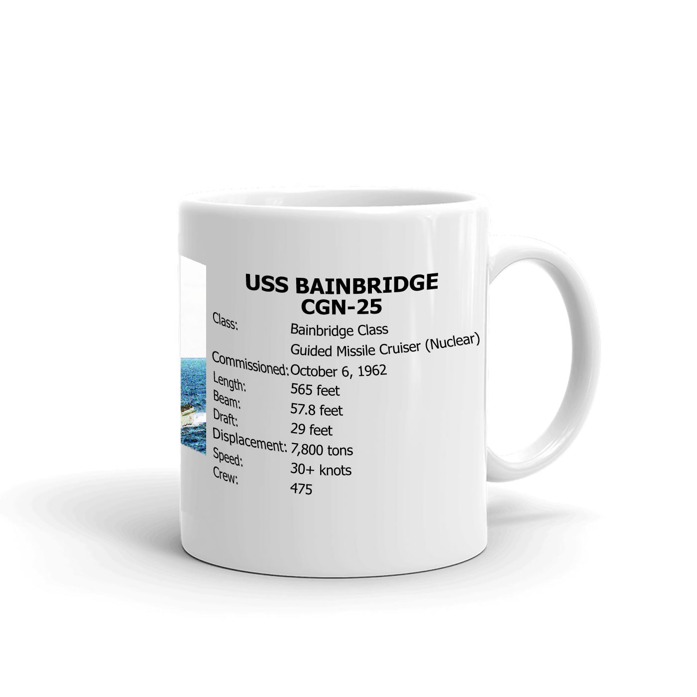 USS Bainbridge CGN-25 Coffee Cup Mug Right Handle