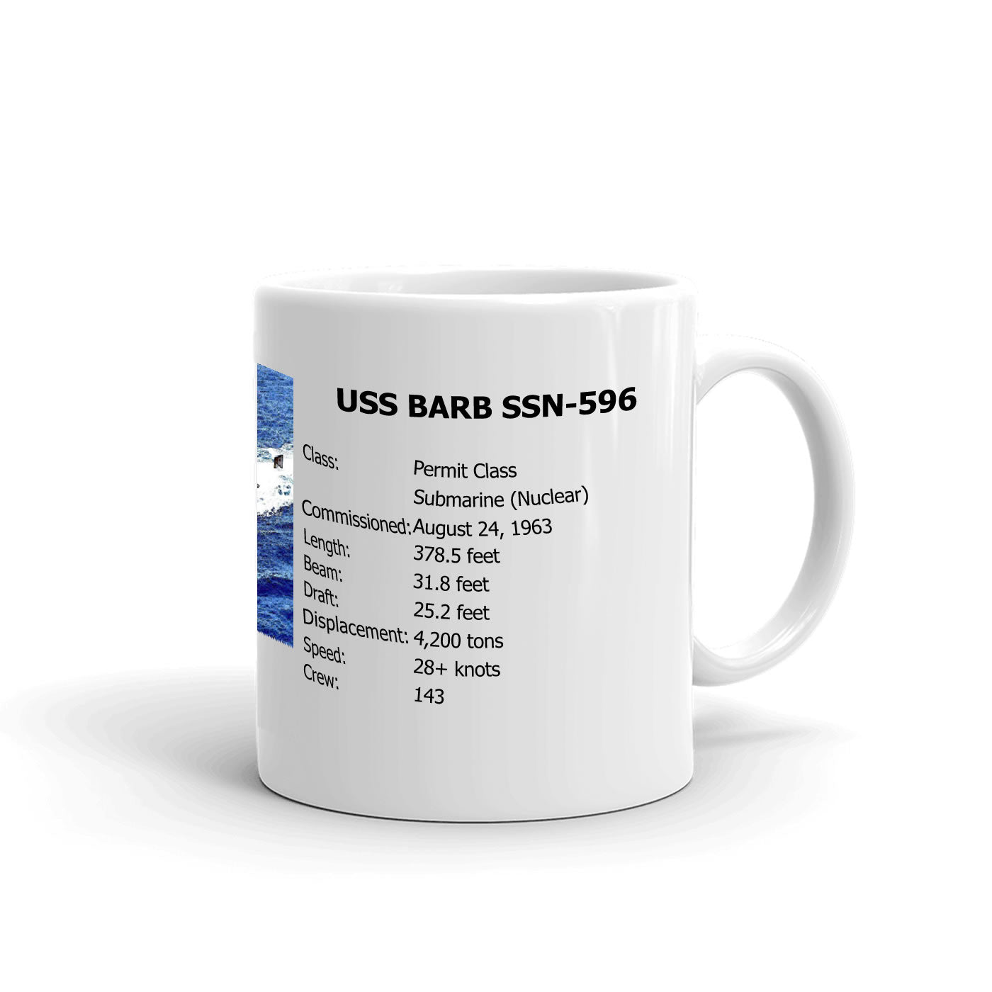 USS Barb SSN-596 Coffee Cup Mug Right Handle