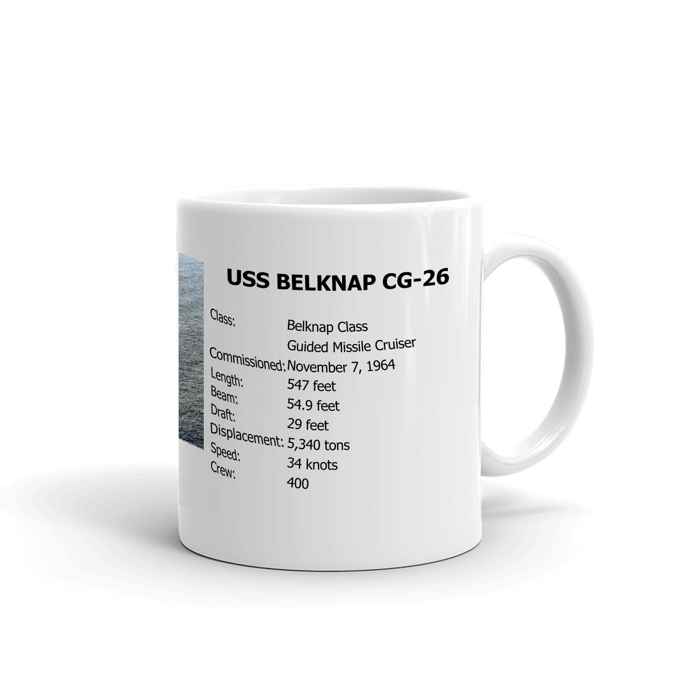 USS Belknap CG-26 Coffee Cup Mug Right Handle