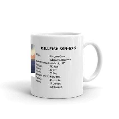 USS Billfish SSN-676 Coffee Cup Mug Right Handle