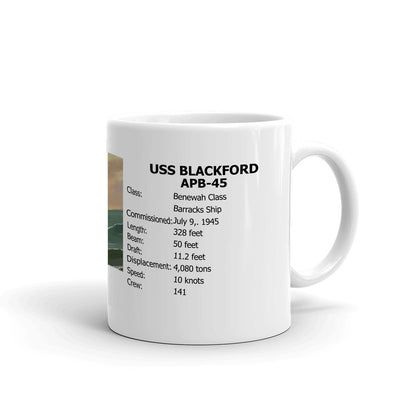 USS Blackford APB-45 Coffee Cup Mug Right Handle