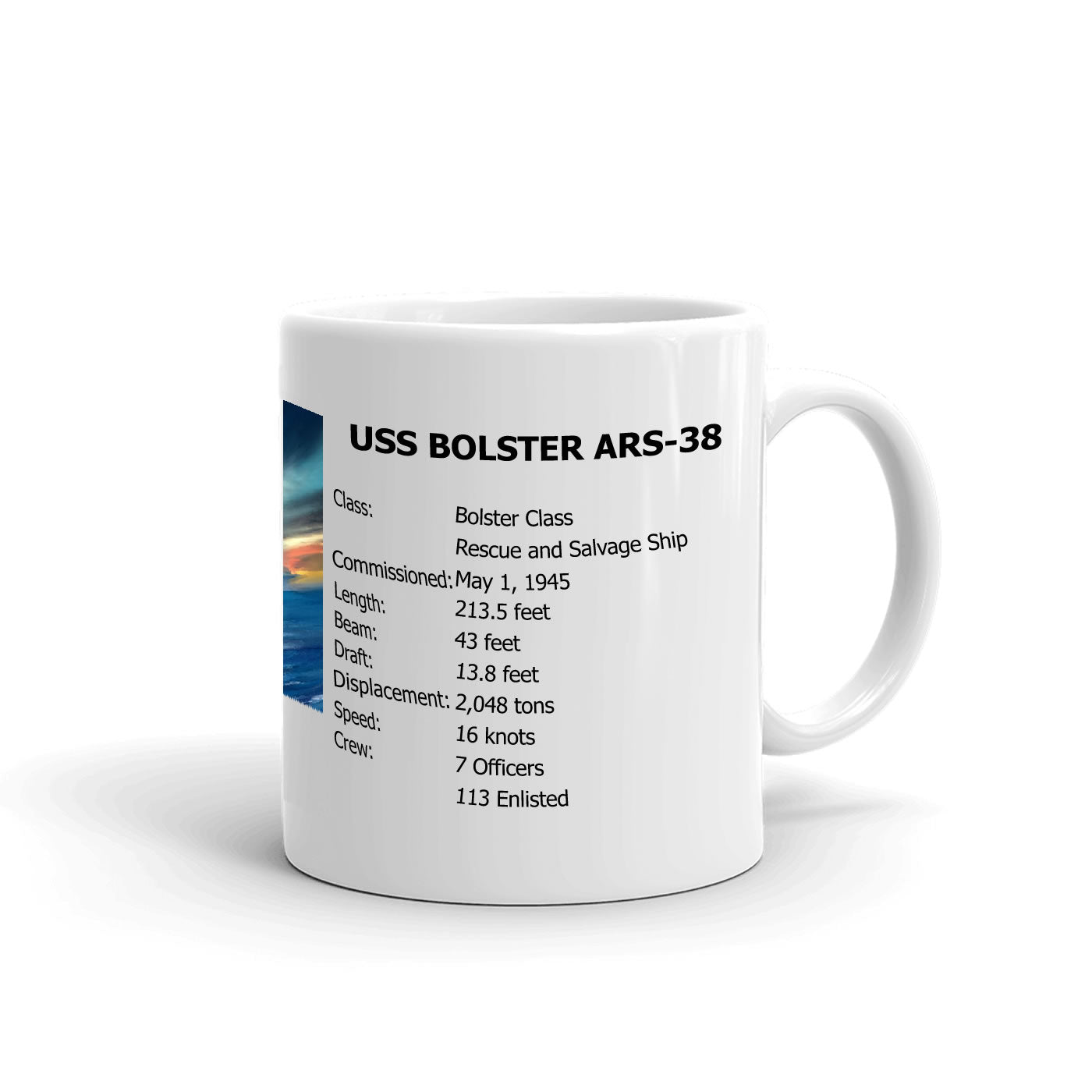 USS Bolster ARS-38 Coffee Cup Mug Right Handle