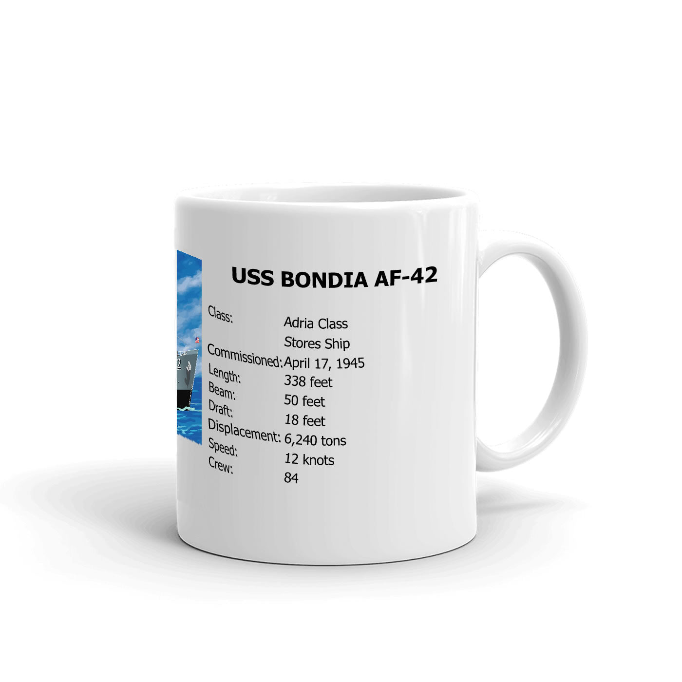 USS Bondia AF-42 Coffee Cup Mug Right Handle