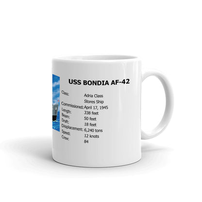 USS Bondia AF-42 Coffee Cup Mug Right Handle