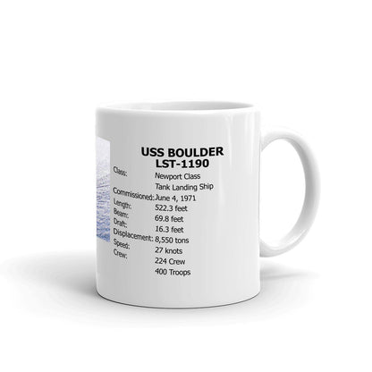 USS Boulder LST-1190 Coffee Cup Mug Right Handle