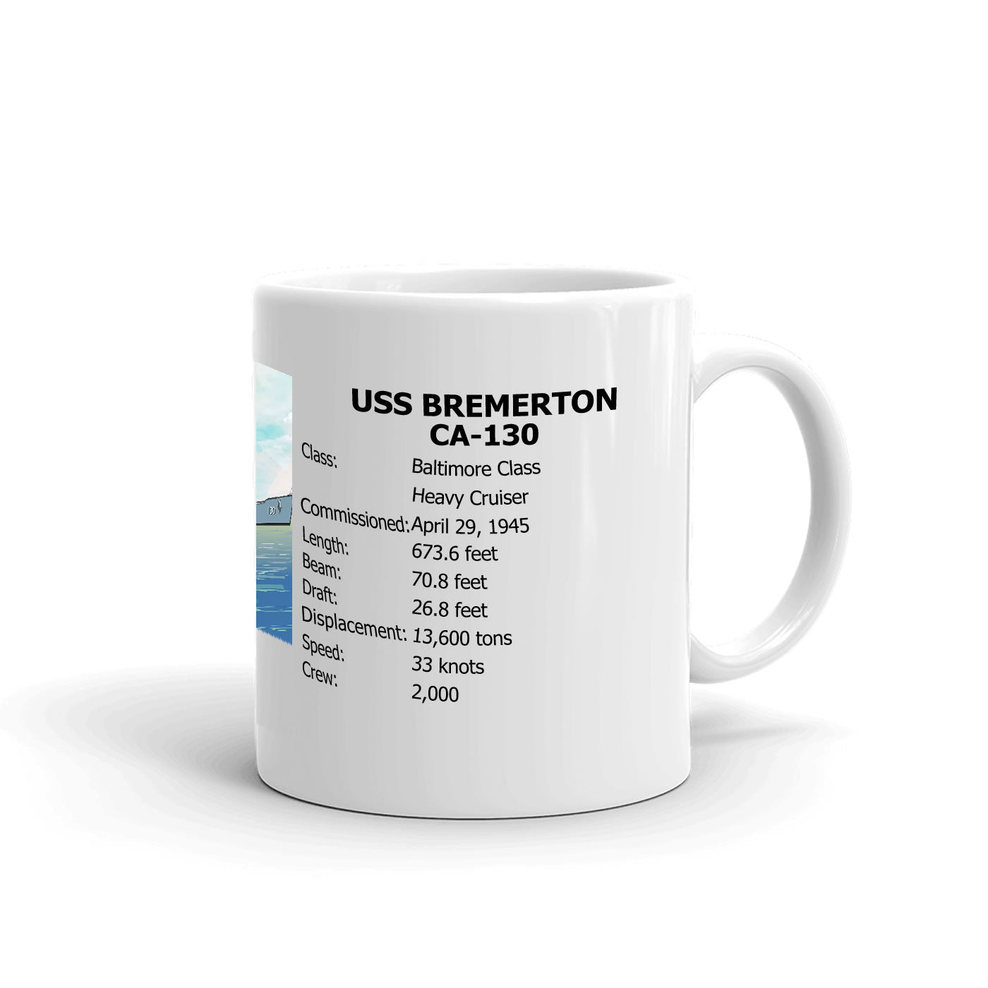 USS Bremerton CA-130 Coffee Cup Mug Right Handle