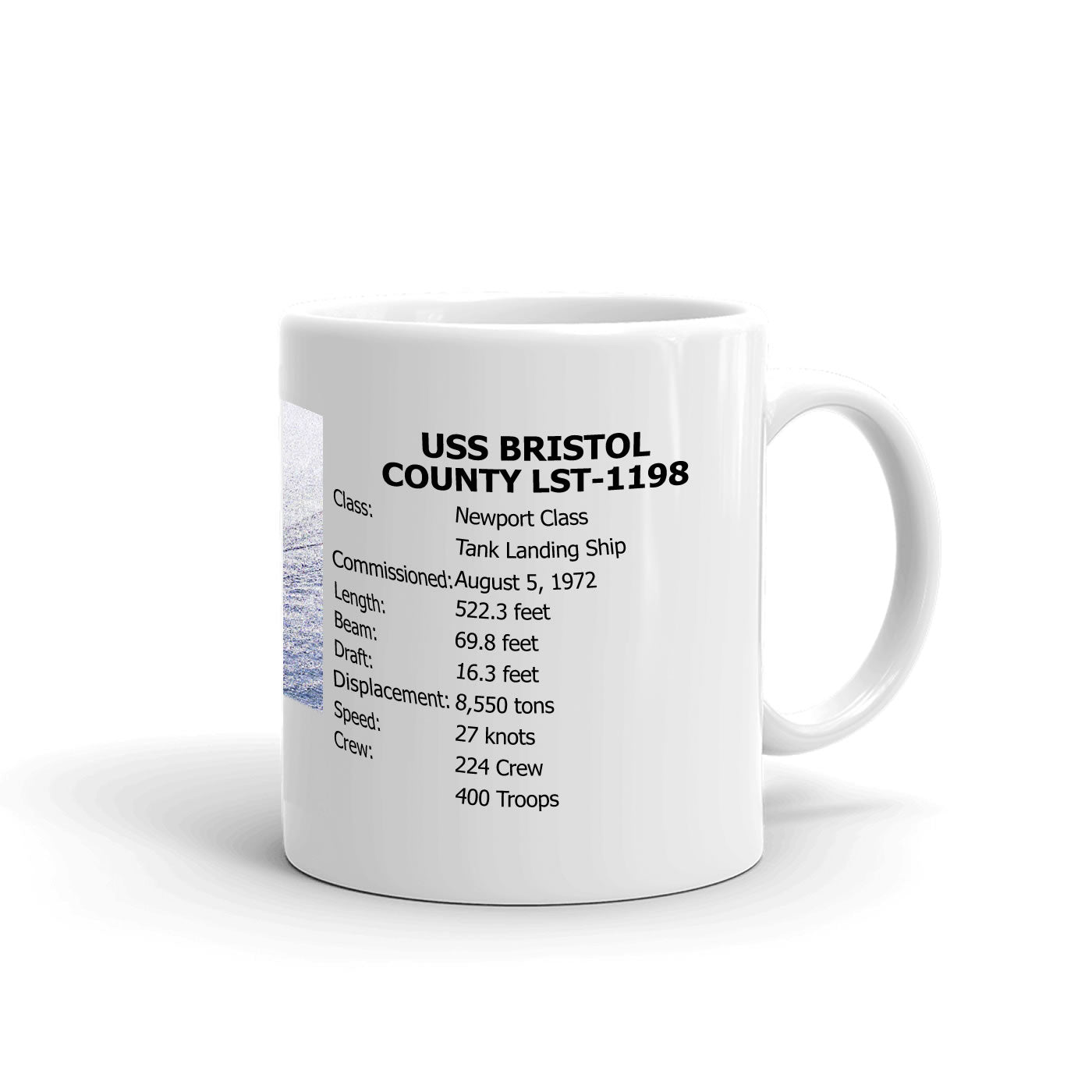 USS Bristol County LST-1198 Coffee Cup Mug Right Handle