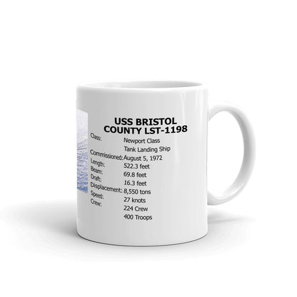 USS Bristol County LST-1198 Coffee Cup Mug Right Handle