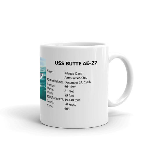 USS Butte AE-27 Coffee Cup Mug Right Handle