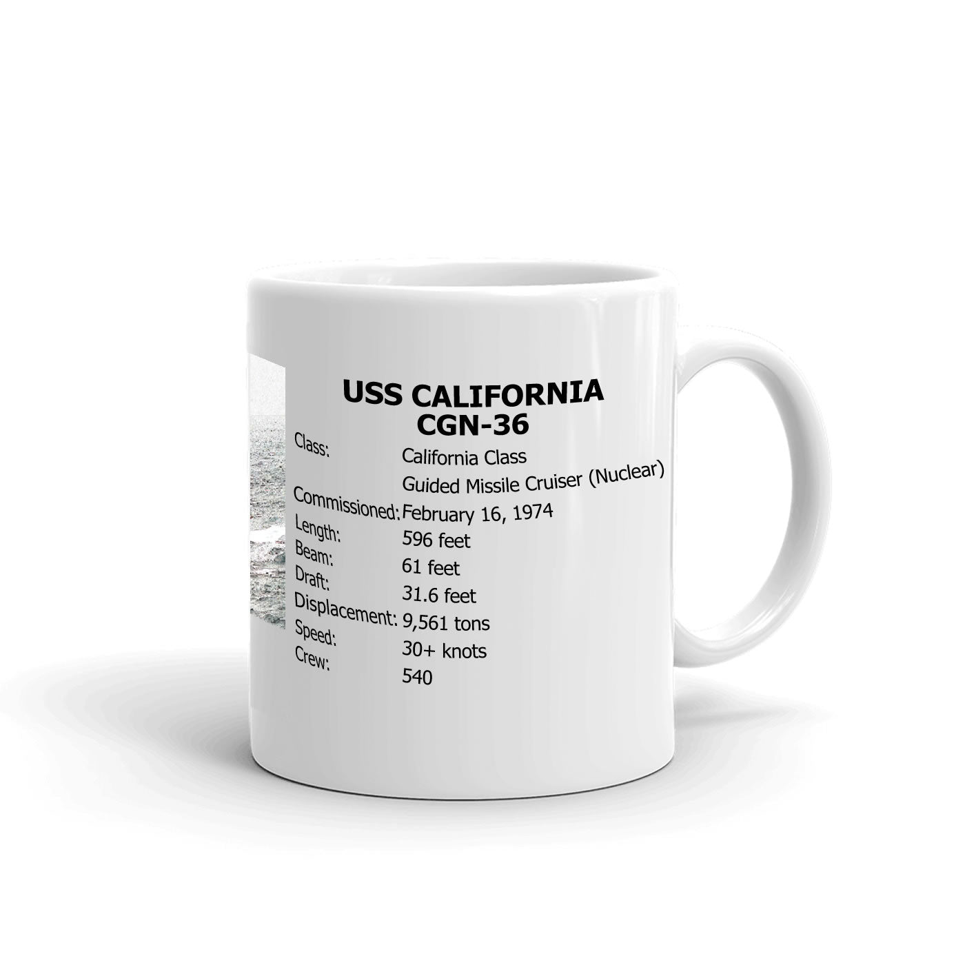 USS California CGN-36 Coffee Cup Mug Right Handle