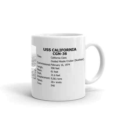 USS California CGN-36 Coffee Cup Mug Right Handle