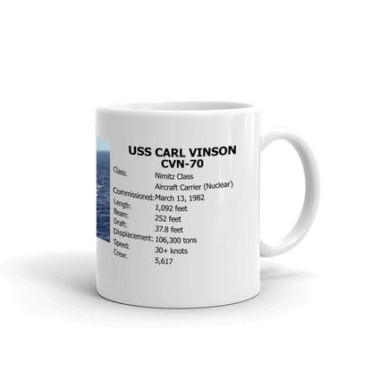 USS Carl Vinson CVN-70 Coffee Cup Mug Right Handle