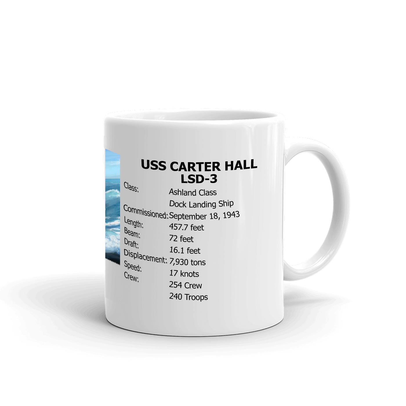 USS Carter Hall LSD-3 Coffee Cup Mug Right Handle