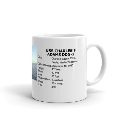 USS Charles F Adams DDG-2 Coffee Cup Mug Right Handle