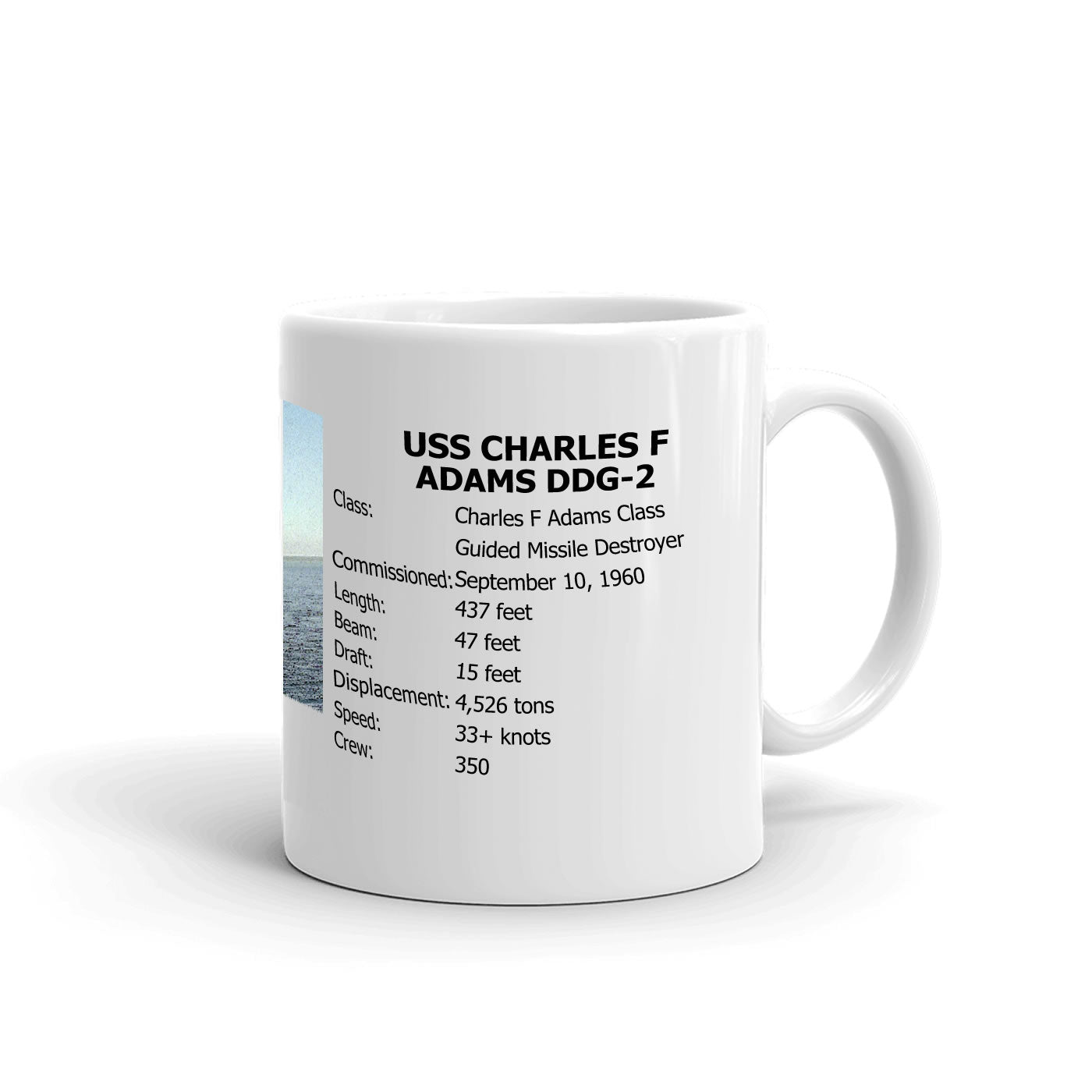 USS Charles F Adams DDG-2 Coffee Cup Mug Right Handle