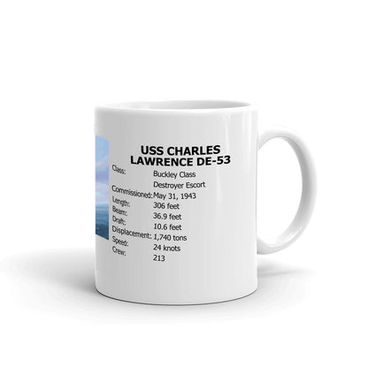 USS Charles Lawrence DE-53 Coffee Cup Mug Right Handle