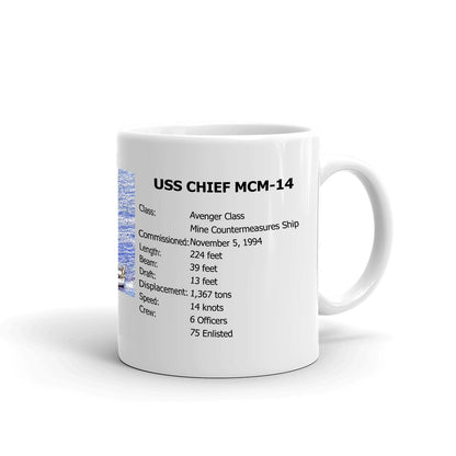 USS Chief MCM-14 Coffee Cup Mug Right Handle
