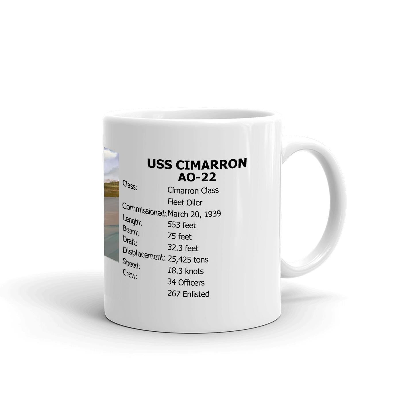 USS Cimarron AO-22 Coffee Cup Mug Right Handle