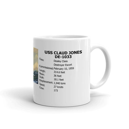 USS Claud Jones DE-1033 Coffee Cup Mug Right Handle