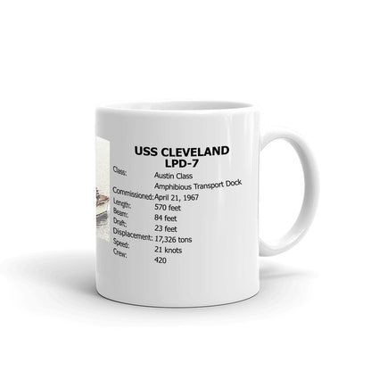 USS Cleveland LPD-7 Coffee Cup Mug Right Handle