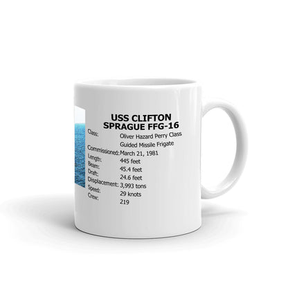 USS Clifton Sprague FFG-16 Coffee Cup Mug Right Handle