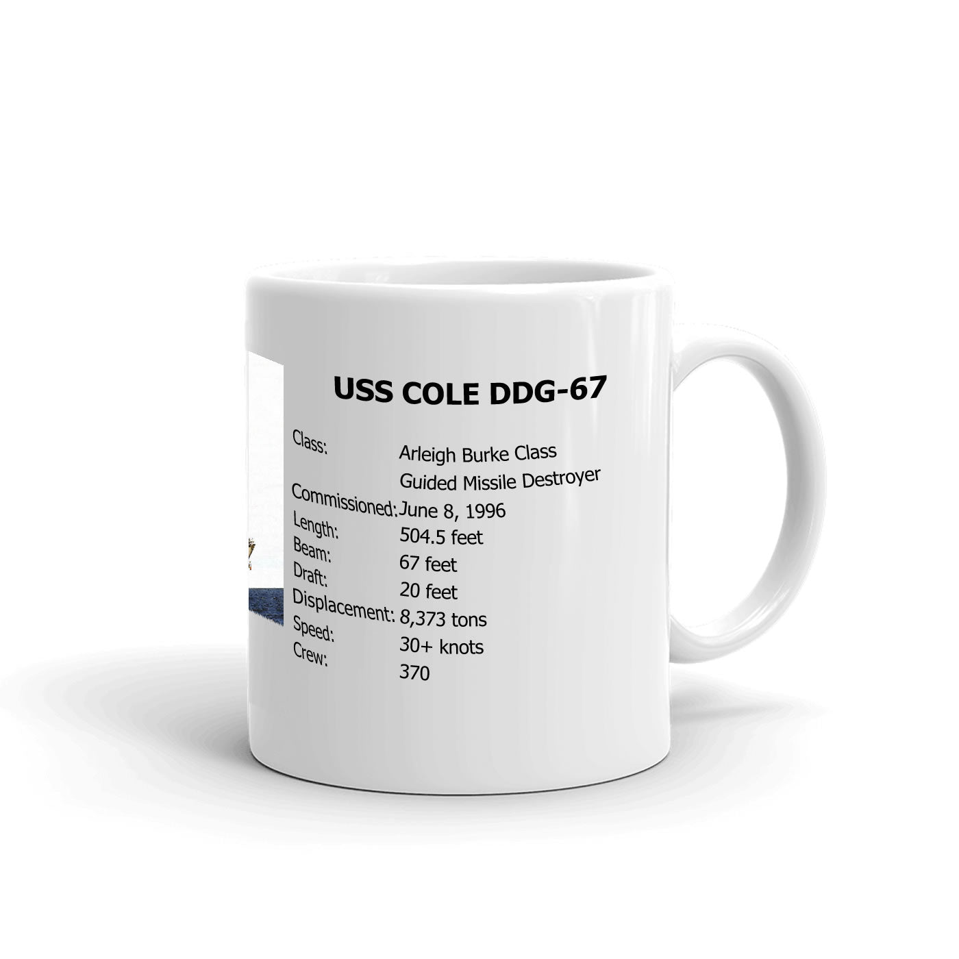USS Cole DDG-67 Coffee Cup Mug Right Handle