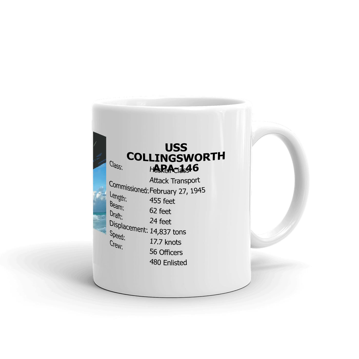 USS Collingsworth APA-146 Coffee Cup Mug Right Handle
