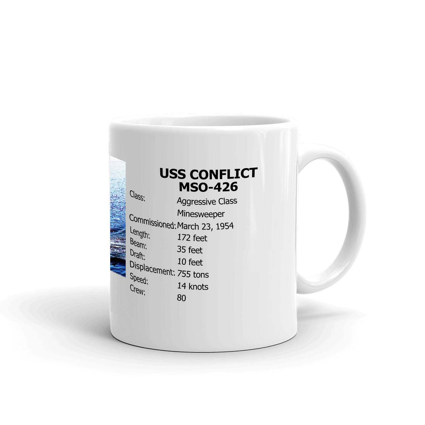 USS Conflict MSO-426 Coffee Cup Mug Right Handle