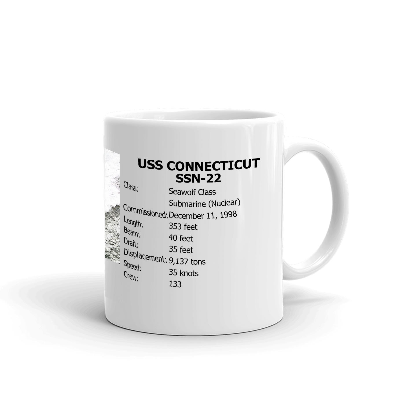USS Connecticut SSN-22 Coffee Cup Mug Right Handle