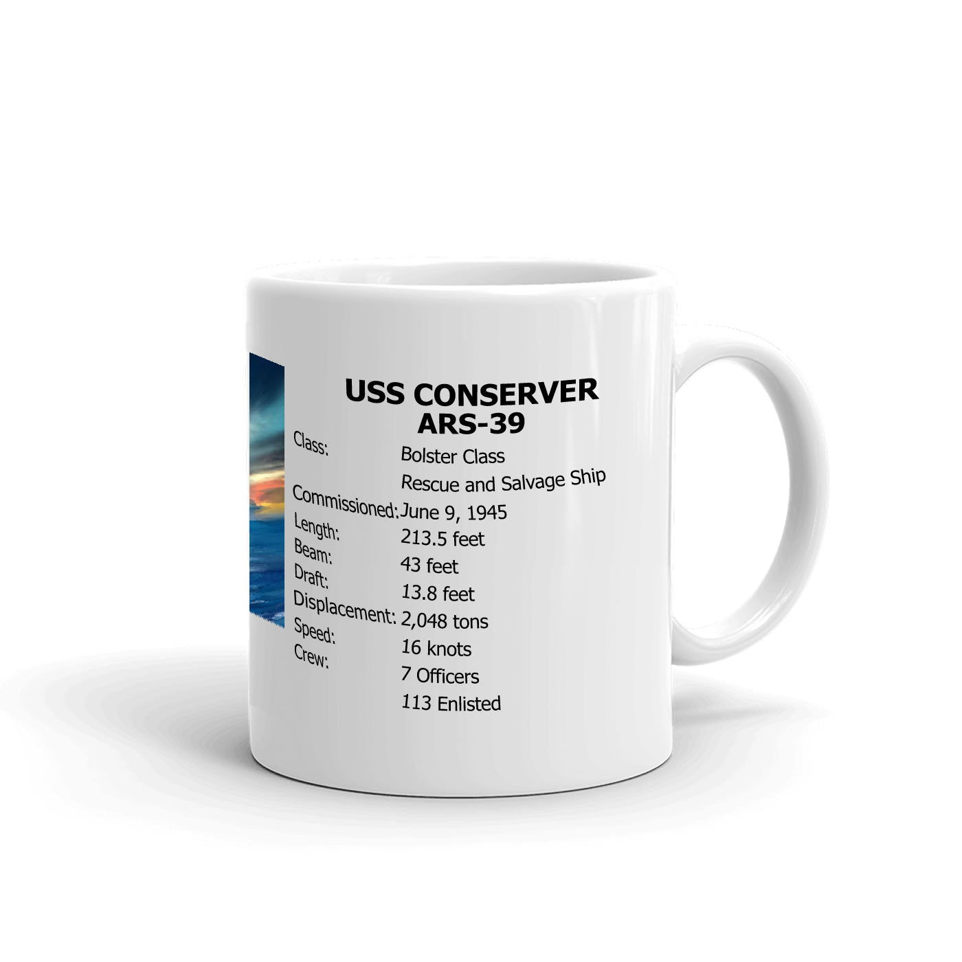 USS Conserver ARS-39 Coffee Cup Mug Right Handle