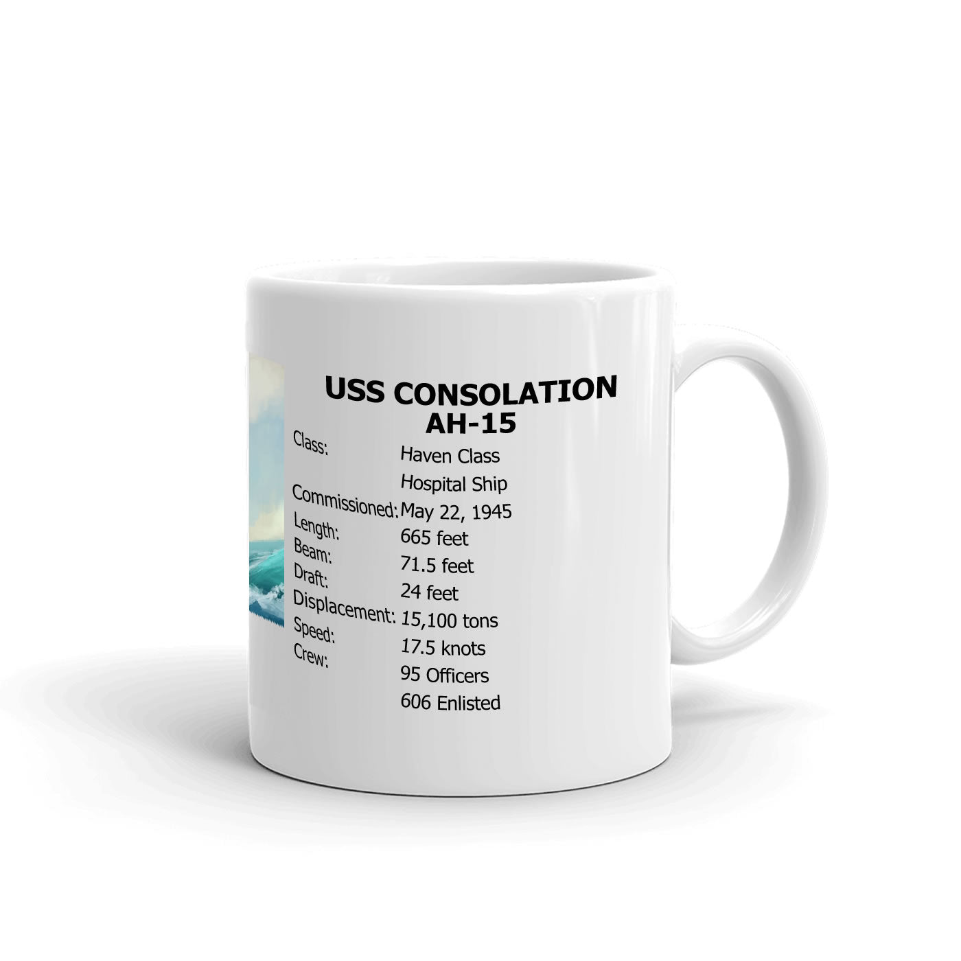 USS Consolation AH-15 Coffee Cup Mug Right Handle
