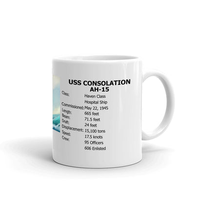 USS Consolation AH-15 Coffee Cup Mug Right Handle