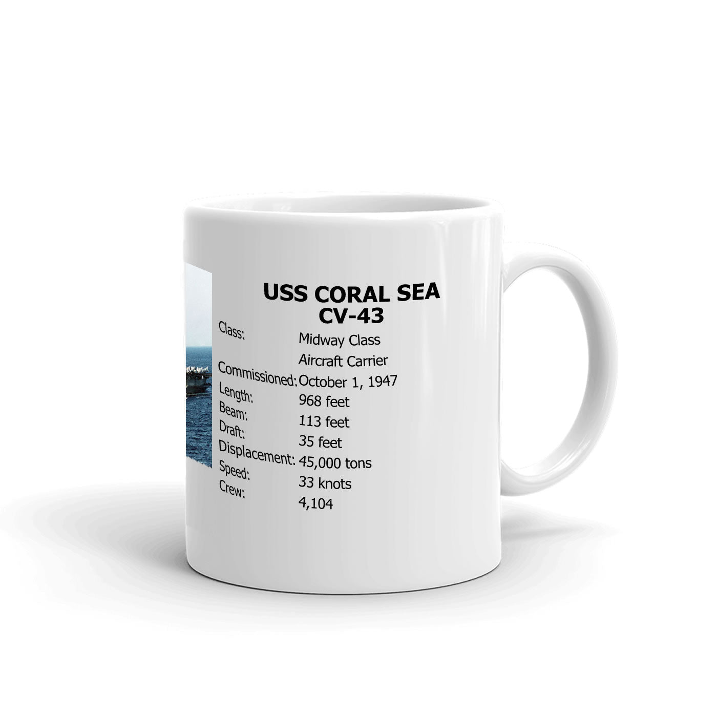 USS Coral Sea CV-43 Coffee Cup Mug Right Handle