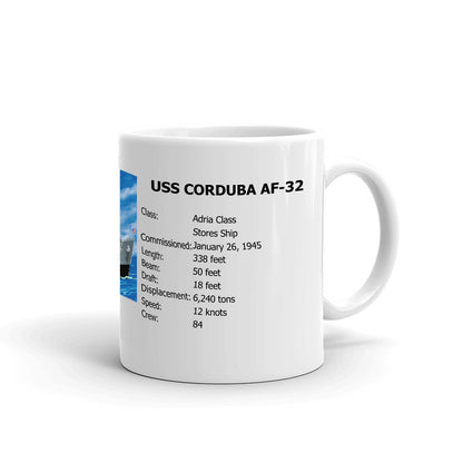 USS Corduba AF-32 Coffee Cup Mug Right Handle