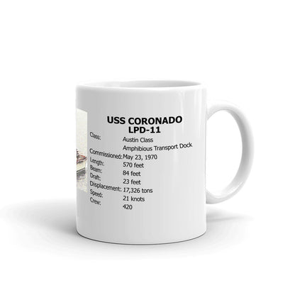 USS Coronado LPD-11 Coffee Cup Mug Right Handle